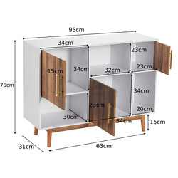 Modernt sideboard med asymmetrisk design i vit och brun