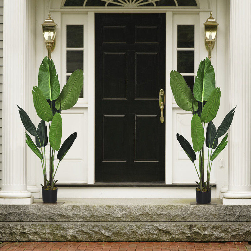 Konstgjord tropisk palm 160 cm med naturliga blad och stabil kruka