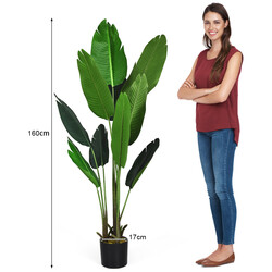 Konstgjord tropisk palm 160 cm med naturliga blad och stabil kruka