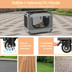 Hopfällbar kattvagn med hjul och axelrem för stora katter, grå 82,5 x 59 x 67 cm