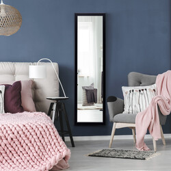 Rektangulär helkroppsspegel med dörrkrok 33x119 cm svart för flexibel montering