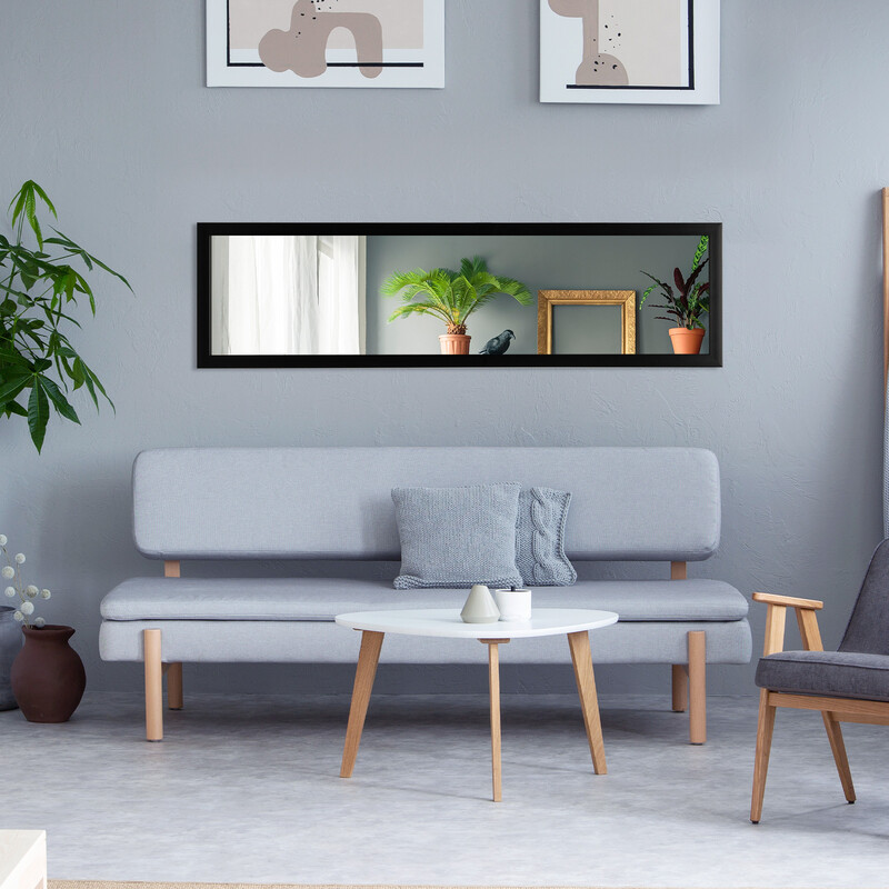 Rektangulär helkroppsspegel med dörrkrok 33x119 cm svart för flexibel montering