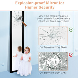 Rektangulär helkroppsspegel med dörrkrok 33x119 cm svart för flexibel montering