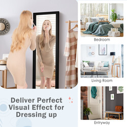 Rektangulär helkroppsspegel med dörrkrok 33x119 cm svart för flexibel montering