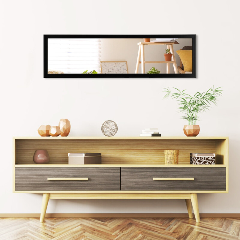 Rektangulär helkroppsspegel med dörrkrok 33x119 cm svart för flexibel montering