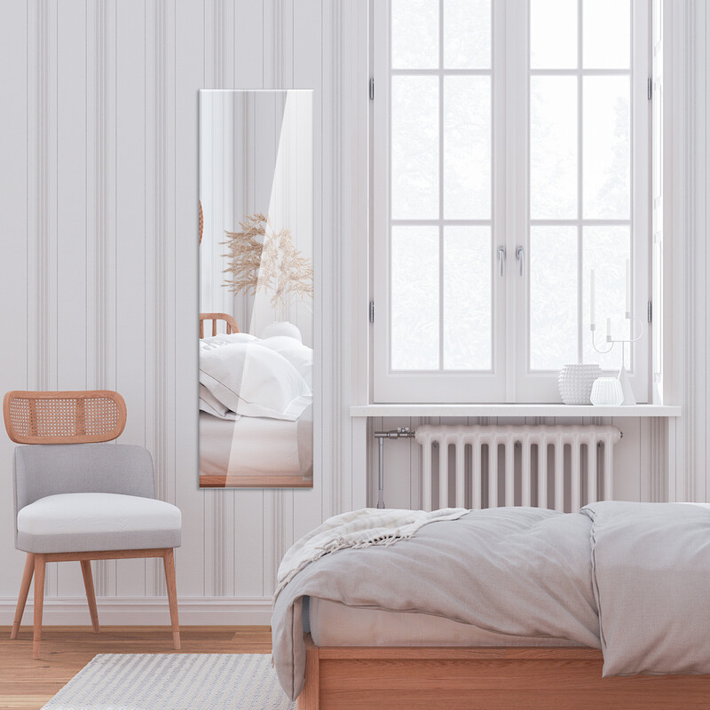 Rektangulär helkroppsspegel med fasad kant för väggmontering 110 x 38 cm