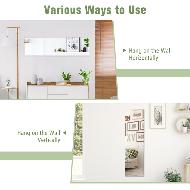 Rektangulär helkroppsspegel med fasad kant för väggmontering 110 x 38 cm