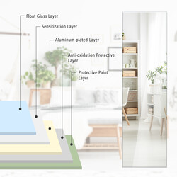 Rektangulär helkroppsspegel med fasad kant för väggmontering 110 x 38 cm