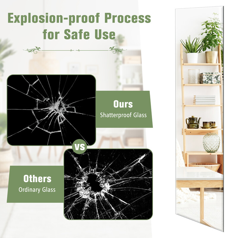 Rektangulär helkroppsspegel med fasad kant för väggmontering 110 x 38 cm