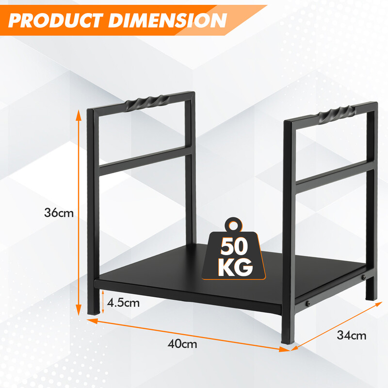 Vedställ i metall med bottenplatta och handtag för stabil och elegant vedförvaring