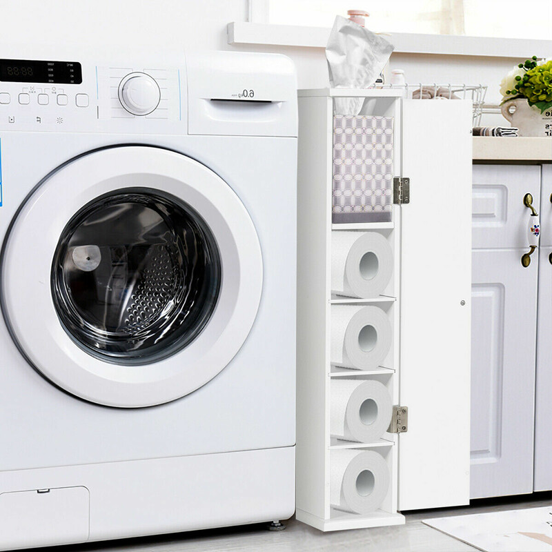 Toalettpappersskåp med justerbara hyllor och vattenbeständig yta för badrum 15 x 16 x 69 cm