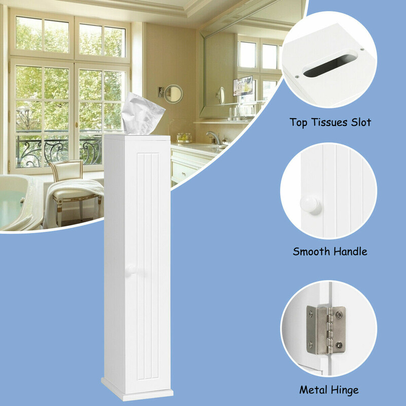 Toalettpappersskåp med justerbara hyllor och vattenbeständig yta för badrum 15 x 16 x 69 cm