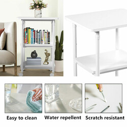 Höj- och sänkbar skrivarehylla med hjul, 3 nivåer, vit, 49 x 40 x 67-77 cm