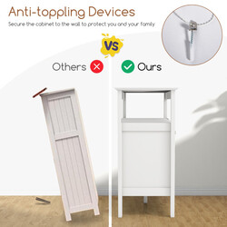 Modernt vitt buffetskåp med vinställ, öppen hylla, skåp och låda för mångsidig förvaring