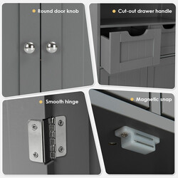 Fristående grått skåp med justerbara lådor och hyllor för kök och badrum 60x30x109 cm