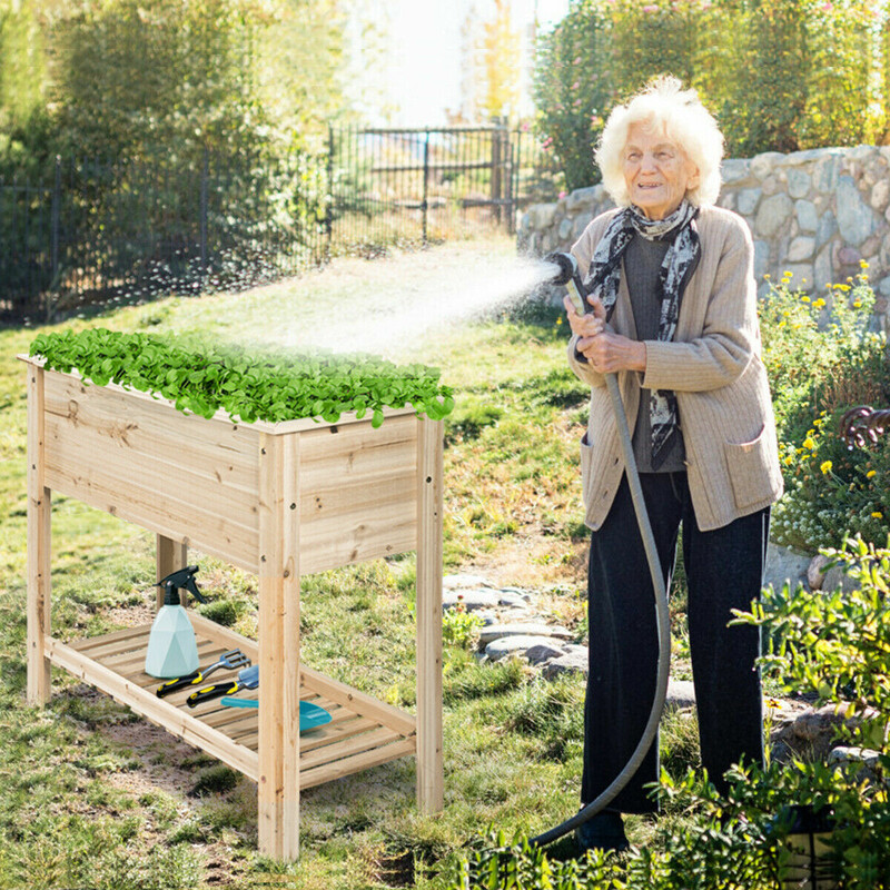 Odlingsbänk i trä med förvaringshylla för växter, 92 x 41 x 81 cm