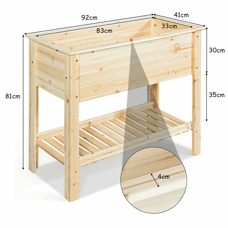 Odlingsbänk i trä med förvaringshylla för växter, 92 x 41 x 81 cm