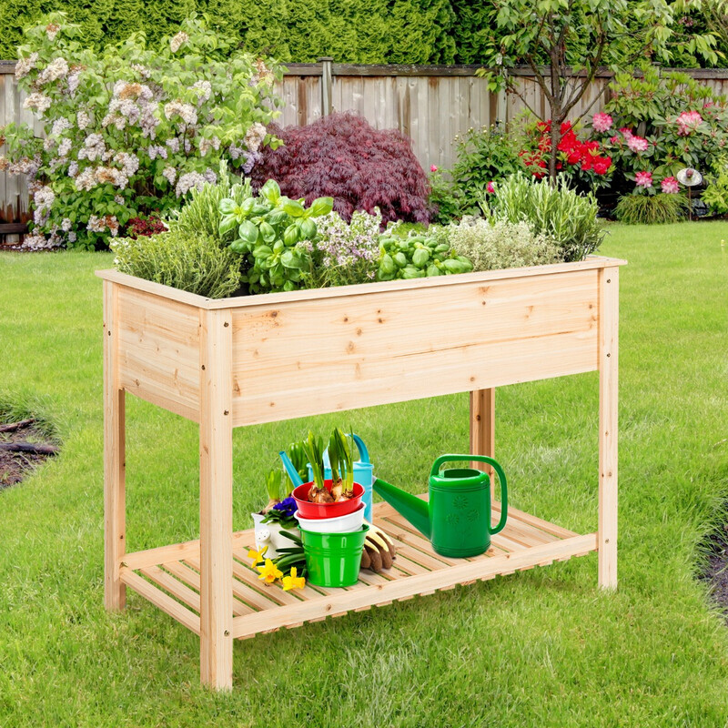 Odlingsbänk i trä med förvaringshylla för växter, 92 x 41 x 81 cm