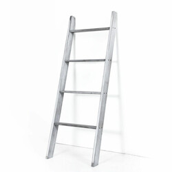 Handdukshållare fyranivåers förvaringsstege i trä 50 x 7,5 x 136,7 cm grå