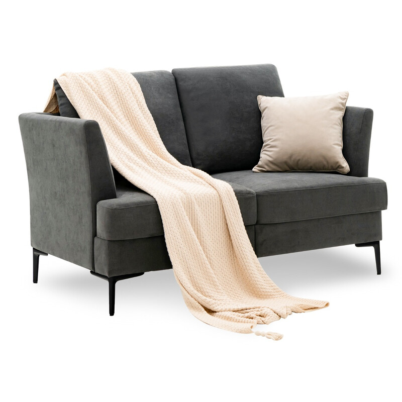 Modernt grått tvåsitssoffa med ergonomisk design och avtagbara kuddar