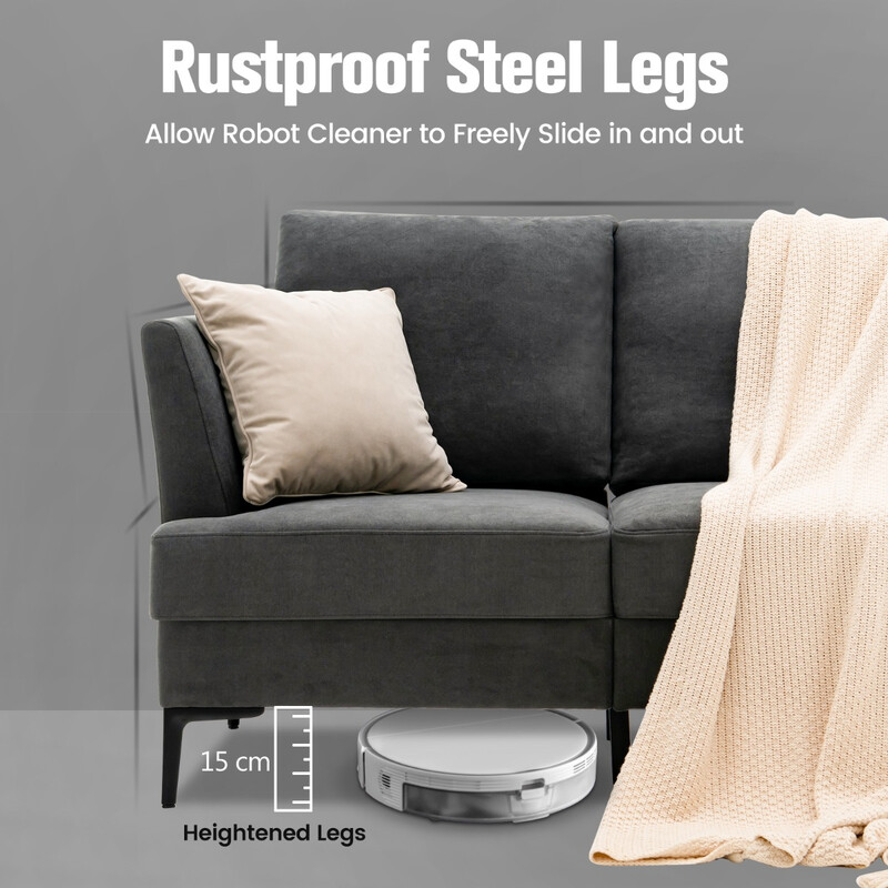 Modernt grått tvåsitssoffa med ergonomisk design och avtagbara kuddar