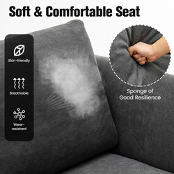 Modernt grått tvåsitssoffa med ergonomisk design och avtagbara kuddar