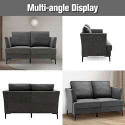 Modernt grått tvåsitssoffa med ergonomisk design och avtagbara kuddar