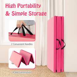 Gymnastikmatta med avtagbart PU-läderöverdrag 240 x 117 x 5 cm röd/rosa