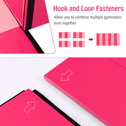 Gymnastikmatta med avtagbart PU-läderöverdrag 240 x 117 x 5 cm röd/rosa