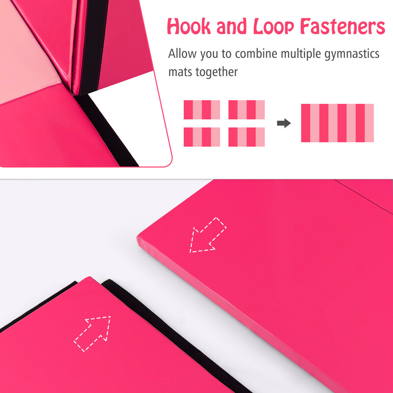 Gymnastikmatta med avtagbart PU-läderöverdrag 240 x 117 x 5 cm röd/rosa