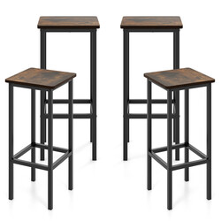 Vintage 4-pack barstolar med fotstöd, industriell stil, maxbelastning 100 kg, sitthöjd 72 cm