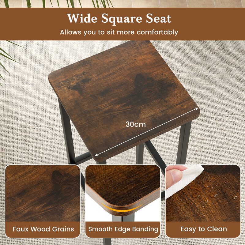 Vintage 4-pack barstolar med fotstöd, industriell stil, maxbelastning 100 kg, sitthöjd 72 cm