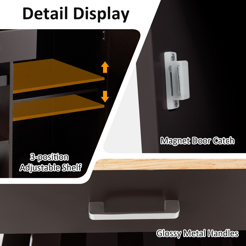 Mobil köksö med låda och hyllor i brun färg för enkel förvaring och stil