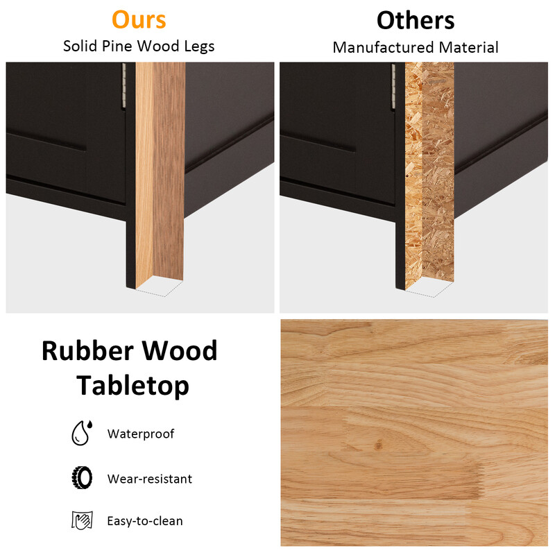 Mobil köksö med låda och hyllor i brun färg för enkel förvaring och stil