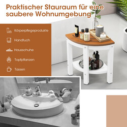 Hörnduschpall i vit HDPE-plast med extra hylla och halkfria fötter