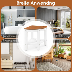 Hörnduschpall i vit HDPE-plast med extra hylla och halkfria fötter