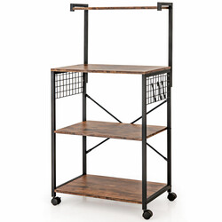 Industriell kökshylla med fyra nivåer och hjul