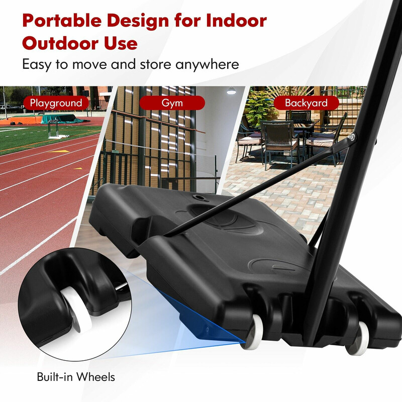 Justerbar basketställning 130-305 cm för inomhus och utomhus bruk, väderbeständig och stabil konstruktion