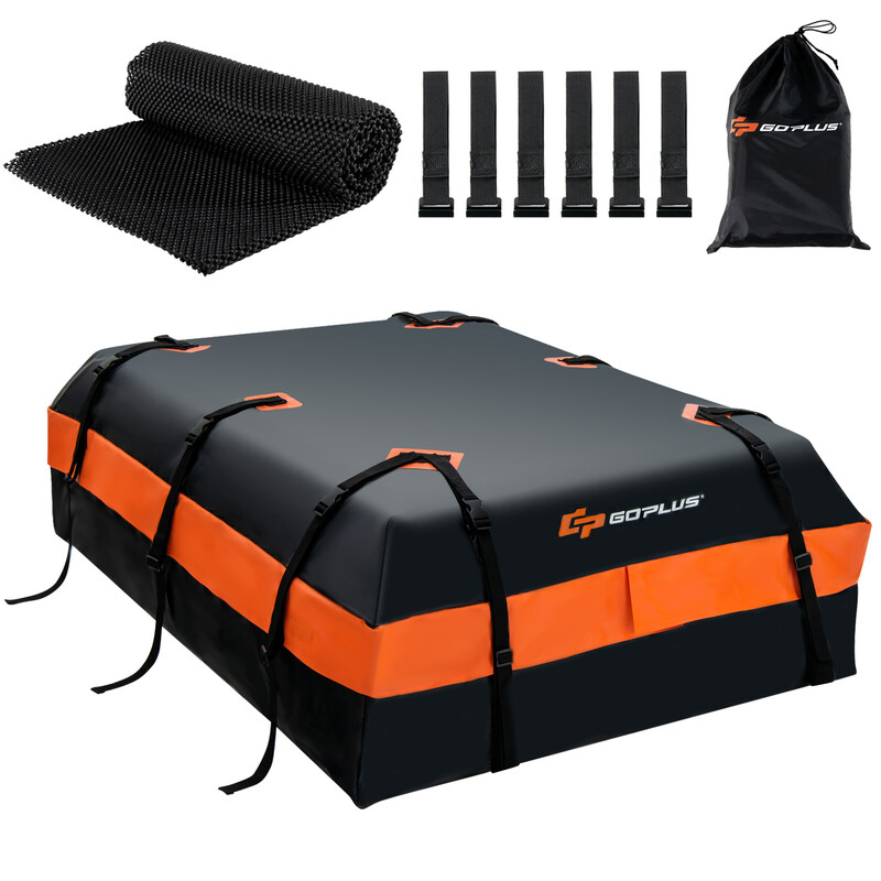 Vattentät takbox med 600 liters kapacitet för alla fordon 132x100x43 cm svart och orange