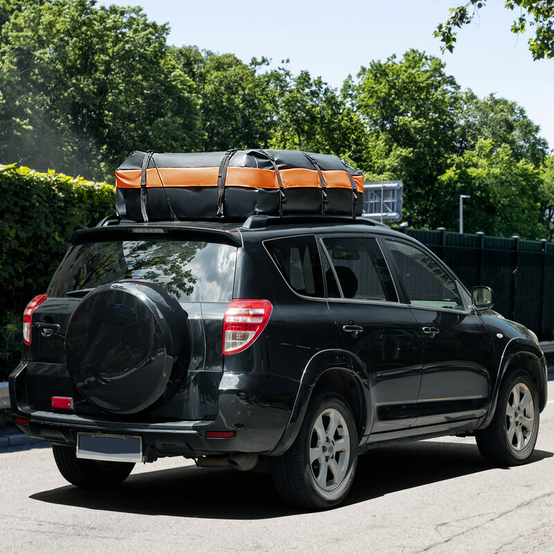 Vattentät takbox med 600 liters kapacitet för alla fordon 132x100x43 cm svart och orange