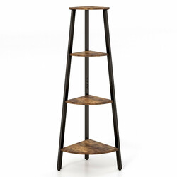 Industriell hörnhylla med 4 hyllplan i brun och svart för kompakt förvaring
