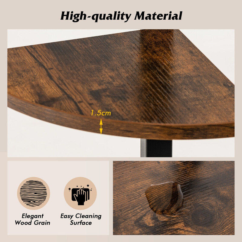 Industriell hörnhylla med 4 hyllplan i brun och svart för kompakt förvaring