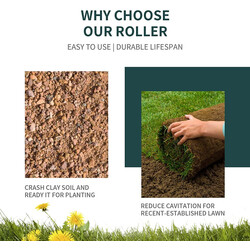 Gräsvält 90 cm med 63L kapacitet och ergonomiskt handtag för jämnare gräsmatta