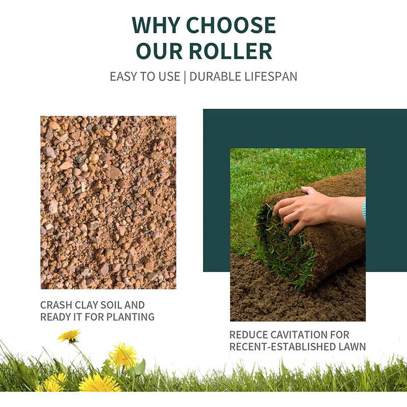 Gräsvält 90 cm med 63L kapacitet och ergonomiskt handtag för jämnare gräsmatta