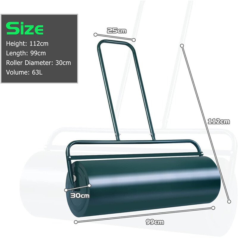 Gräsvält 90 cm med 63L kapacitet och ergonomiskt handtag för jämnare gräsmatta