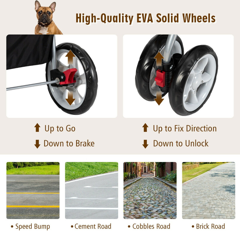 Husdjursvagn för små och äldre djur upp till 15 kg, hopfällbar och bekväm, beige