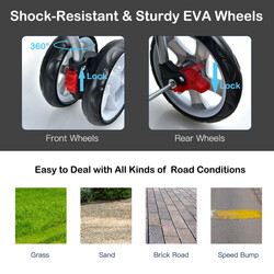 Svart husdjursvagn för små och medelstora djur upp till 15 kg med säkerhetsfunktioner