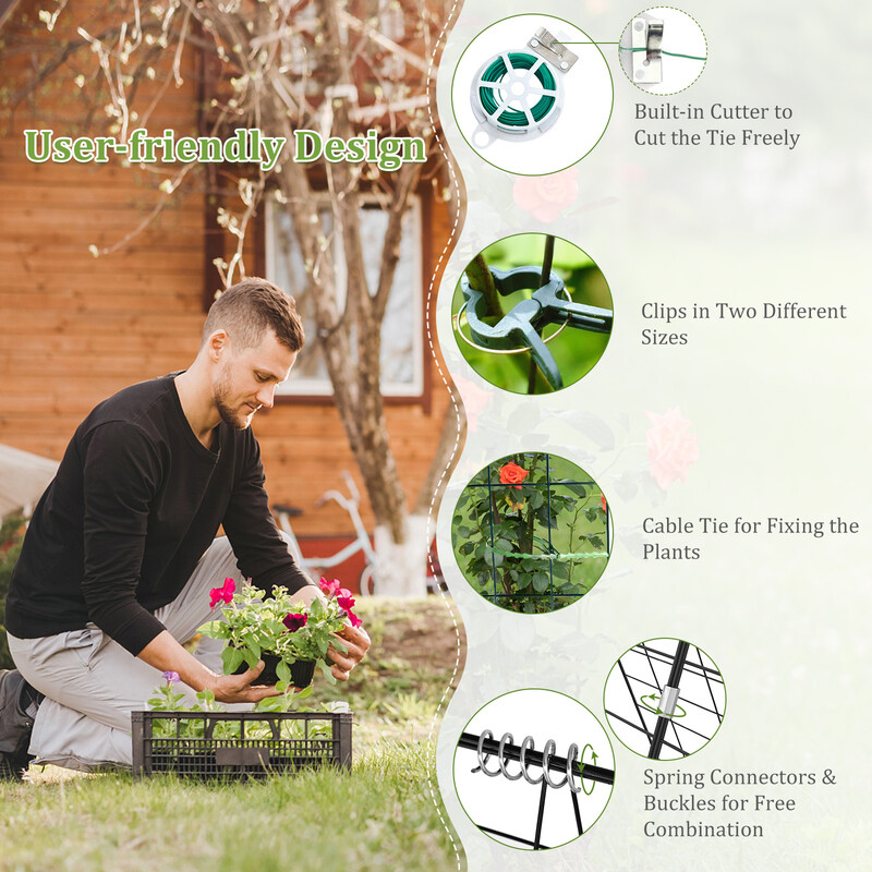 Grönt trädgårdsspaljéset för klätterväxter, justerbar stödstruktur 122 x 86 cm