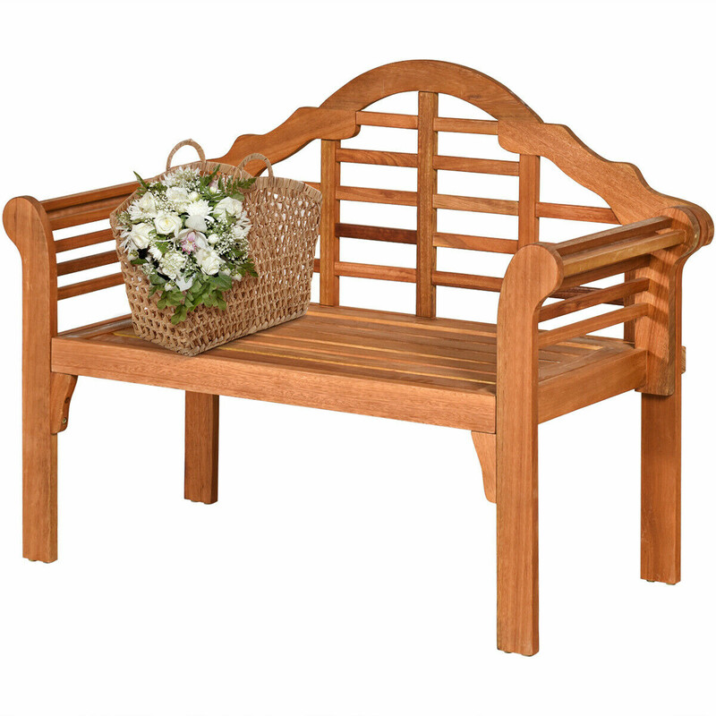 Hopfällbar trädgårdsbänk i eukalyptusträ för utomhusbruk, 123 x 54 x 96 cm, naturlig