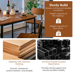 Matgrupp 5-delar med bord och 4 barstolar i valnöt industriell stil